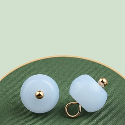 Светло-Синий Подвески из смолы, рондель, имитация нефрита, голубой, 13.5x10 мм