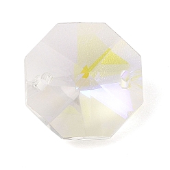 Прозрачный АВ Подвески-коннекторы из гальванизированного стекла со стразами, граненые восьмиугольные ссылки, ясно AB, 18x18x10 мм, отверстие : 1.6 мм