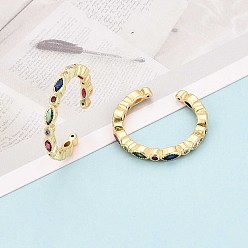 Настоящее золото 18K Манжеты из латуни с микро паве кубический цирконий для женщин, лошадиный глаз , реальный 18 k позолоченный, 2.5 мм