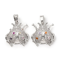 Платина Латунные микро проложить кубического циркония подвески, без кадмия и без свинца, коровка, платина, 17x15x5 мм, отверстие : 5x2.5 мм