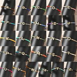 Letter A~Z 26шт. регулируемые браслеты из нейлонового шнура, латунные микропаве кубические цирконии буквы подвески ювелирные изделия для женщин мужчин, стойки покрытие, долговечный, Письмо ~ Z, 1/8 дюйм (0.3 см), внутренний диаметр: 2-5/8 дюйм (6.6 см)