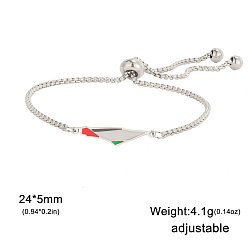 Нержавеющая Сталь Цвет Карта Израиля 304 Браслеты-цепочки из нержавеющей стали с эмалированными элементами, браслеты для женщин, два тона, цвет нержавеющей стали, 5-7/8~11 дюйм (15~28 см)