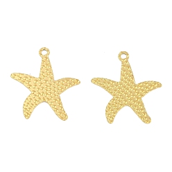 Настоящее золото 18K Ионное покрытие (ip) 304 подвески из нержавеющей стали, очарование морской звезды, реальный 18 k позолоченный, 32x29x1.1 мм, отверстие : 2.2 мм
