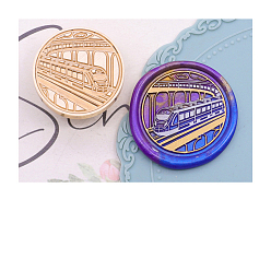 Train Golden Tone Wax Seal Brass Stamp Head, for Invitations, Envelopes, Gift Packing, Train, 25mm