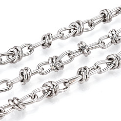 Платина Латунные узловые цепи, несварные, с катушкой, платина, 18x7x5 мм, около 16.40 футов (5 м) / рулон