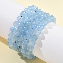 Аквамарин Браслеты из натуральных круглых бусин аквамарина для мужчин и женщин, большой ааа, внутренний диаметр: 2-1/8 дюйм (5.5 см), бусина : 8~9 mm