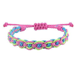 Темно-Розовый Регулируемые браслеты из плетеного воскового шнура для мужчин и женщин, темно-розовыми, периметр: 6-1/4~11-3/4 дюйм (16~30 см)