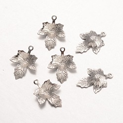 Нержавеющая Сталь Цвет Устойчивая к потускнению осенняя тема 316 подвески из хирургической нержавеющей стали, кленового листа, цвет нержавеющей стали, 15.5x11x2 мм, отверстие : 1 мм