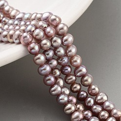 Rosy Brown Natural Cultured Freshwater Pearl Beads Strands, Potato, Rosy Brown, 4~4.5mm, Hole: 0.5mm, about 38pcs/strand, 6.89~7.09 (17.5~18cm)