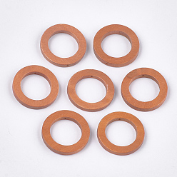 Coral Painted Wood Pendants, Ring, Coral, 29~30x4mm, Hole: 1.2mm