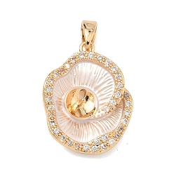 Золотой Кулон из латуни, микропаве, прозрачный кубический цирконий, подвеска, кабошон, , с эмалью, золотые, 21x16.5x4.5 мм, отверстие : 4.5x2.5 мм