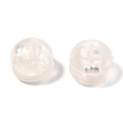 Silver 316 Surgical Stainless Steel Ear Nuts, with TPE Plastic  Findings, Earring Backs, Half Round/Dome, Silver, 4.5x5mm
