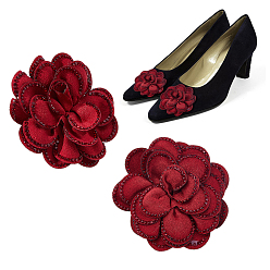 (123L) Белый крем непрозрачный блеск 2 шт. пряжек для обуви из полиэстера с цветочным рисунком, с зажимами из сплава, огнеупорный кирпич, 72~73x14 мм