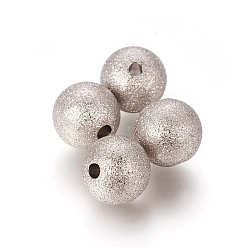 Нержавеющая Сталь Цвет Устойчивы к потускнению 304 текстурированные бусины из нержавеющей стали, круглые, цвет нержавеющей стали, 10 мм, отверстие : 1.8 мм