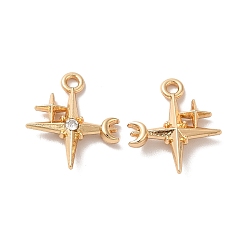 Золотой Панданы из сплава со стразами и кристаллами, без никеля , звезда с лунными чарами, золотые, 17x14.5x3.5 мм, отверстие : 1.6 мм