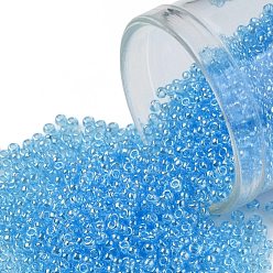 (104) Transparent Luster Aqua Круглые бусины toho, японский бисер, (104) прозрачный глянец цвета морской волны, 15/0, 1.5 мм, отверстие : 0.7 мм, Около 135000 шт / фунт