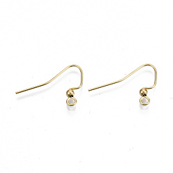 Golden 304 Stainless Steel Earring Hooks, Ear Wire, with Horizontal Loop, Cadmium Free & Nickel Free & Lead Free, Golden, 17x22mm, Hole: 2mm, 21 Gauge, Pin: 0.7mm