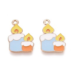 Другие Подвески из сплава с эмалью на тему Хэллоуина, золотые, свеча, 23x15x1 мм, отверстие : 1.6 мм