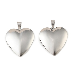 Нержавеющая Сталь Цвет 316 подвески из нержавеющей стали Locket, шарма сердца, с 304 защелкой из нержавеющей стали на поручнях, цвет нержавеющей стали, 42x40x8.5 мм, отверстие: 10 xx 5.5 мм, внутренний диаметр: 31.5x29.5 мм