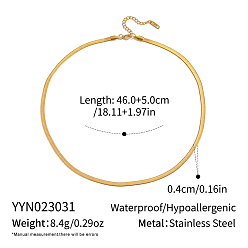 Настоящее золото 18K 4мм 304 плоские ожерелья-змейки из нержавеющей стали, реальный 18 k позолоченный, 17.72 дюйм (45 см)