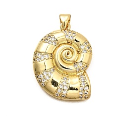 Настоящее золото 18K Латунные микро проложить кубического циркония подвески, спиральная оболочка, долговечный, без кадмия и без свинца, стойки покрытие, реальный 18 k позолоченный, 28.5x21x4.5 мм, отверстие : 4x3 мм
