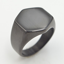 Черный 304 палец кольца из нержавеющей стали, шестиугольник, чёрные, размер США 11 (20.6 мм)