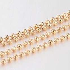 Golden Brass Faceted Ball Chains, Soldered, Golden, 1.5mm