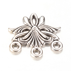 Antik Silber Farbe Tibetischen Stil Legierung Kronleuchter Komponenten Links, Cadmiumfrei und Nickel frei und Bleifrei, Antik Silber Farbe, 27x27x2.5 mm, Bohrung: 2.5 mm, 6x1.5 mm, ca. 285 Stk. / 1000g