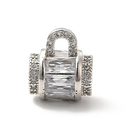 Платина Покрытие стойки латунь проложить прозрачные поручни из кубического циркония, петля под залог, бейлы, без кадмия и без свинца, платина, 14x12x10 мм, отверстия : 4.5 mm и 2.5x3.5 мм