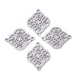 Stainless Steel Color 201 Stainless Steel Links connectors, Laser Cut, Flower, Stainless Steel Color, 19x15x1mm, Hole: 1.4mm