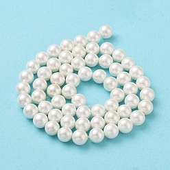 Floral White Shell Pearl Bead Strands, Loose Beads for Jewelry Making, Grade A, Round, Floral White, 6mm, Hole: 0.8mm, about 62pcs/strand, 16 inch