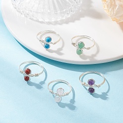 Серебро Натуральные и синтетические драгоценные камни, с экологически чистой медной проволокой, серебряные, 13 мм, размер США 9 3/4 (19.5 мм)