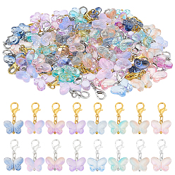 (52) Непрозрачная лаванда 96 шт. 16 подвесные украшения из стекла и латуни в стиле, Сплав с застежками когтя омара, платиной и золотом, разноцветные, 25 мм