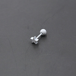 Белый Окрашенные в 316l хирургические серьги из нержавеющей стали для хряща, звезда, белые, 6x5 мм