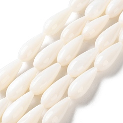 (404) Непрозрачное AB Кислое яблоко Естественных пресноводных оболочки бисер нитей, слеза, цветочный белый, 17~18x6.5~7 мм, отверстие : 1 мм, около 23 шт / нитка, 15.59'' (39.6 см)