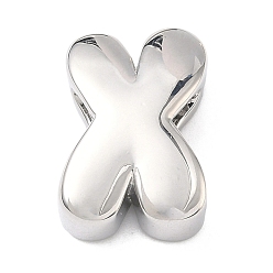 Letter X Латунные бусины с инициалами, платина, долговечный, стойки покрытие, без свинца и без кадмия, Письмо X, 20.5x14x7 мм, отверстие : 8.5x4.5 мм