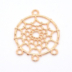 Light Gold Люстра компонентов сплава ссылки, тканая сеть / сеть, золотой свет, 33.5x27x1 мм, отверстие : 2 мм