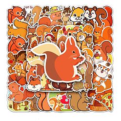 Squirrel Autumn Theme PVC Adhesive Stickers, for Suitcase, Skateboard, Refrigerator, Helmet, Mobile Phone Shell, Squirrel Pattern, 5.5~8.5x5.5~8.5cm, 50pcs/bag