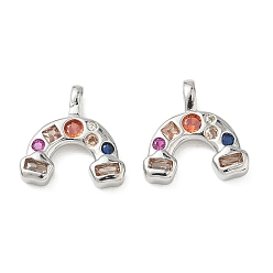 Платина Рамадан и Ид Мубарак, латунные подвески с микропаве и разноцветными кубическими циркониями, радужные прелести, платина, 16.5x17x3.5 мм, отверстие : 4.5x2 мм