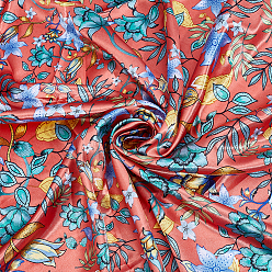 Оранжевый Полиэфирная ткань с цветочным узором, для самостоятельного изготовления поделок и украшения одежды, оранжевые, 2000x1510x0.1 мм