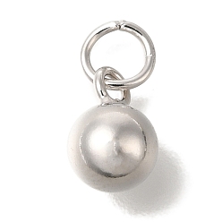 Платина Круглые подвески из стерлингового серебра с родиевым покрытием, анти-тускнение, с прыжковых колец, платина, 925 мм, отверстие : 8x5 мм