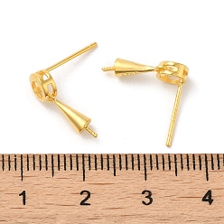 Plaqué 18K Or Véritable Beignet 925 découvertes de boucles d'oreilles en argent sterling, pour la moitié de perles percées, avec cachet s, réel 925 k plaqué or, 18mm, broche: 15x5mm et 0.9mm