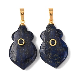 Ляпис-Лазурь Крашеные природные лазурит подвески, Подвески в виде морковок с фурнитурой из латуни, инкрустированной микрофиброй., золотые, 30x17x8 мм, отверстие : 7x4 мм