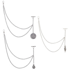 Античный Серебристый & Платиновый 3шт. подвесные медальоны из сплава, с железными витыми цепочками и застежками для ключей, разнообразные, старинное серебро и платина, 333 мм