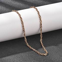 Розовое Золото 3мм 304 ожерелья из нержавеющей стали с цепочкой для женщин, розовое золото , 23.98 дюйм (60.9 см)
