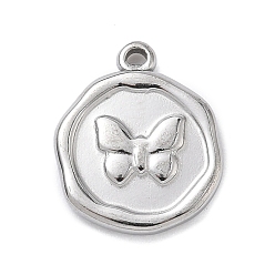 Бабочка 304 подвески из нержавеющей стали, плоско-круглые, цвет нержавеющей стали, бабочка, 16x13x2.5 мм, отверстие : 1.2 мм