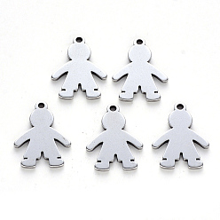 Нержавеющая Сталь Цвет Устойчивые к потускнению 201 подвески из нержавеющей стали, лазерная резка, мальчик, цвет нержавеющей стали, 17x13x1 мм, отверстие : 1.4 мм