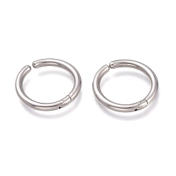Stainless Steel Color Tarnish Resistant 201 Stainless Steel Clip-on Earrings, Hypoallergenic Earrings, Ring, Stainless Steel Color, 21x2.5mm