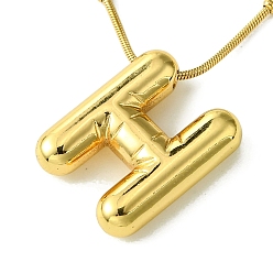Letter H Ion Plating(IP) Initial Letter 304 Stainless Steel Pendant Necklaces, Real 18K Gold Plated, Letter H, 15.91 inch(40.4cm), pendant: 21x17mm