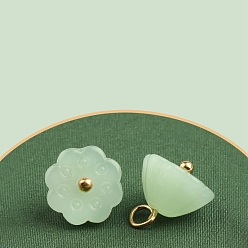 Светло-зеленый Подвески из смолы, стручок из лотоса, имитация нефрита, светло-зеленый, 11x10 мм